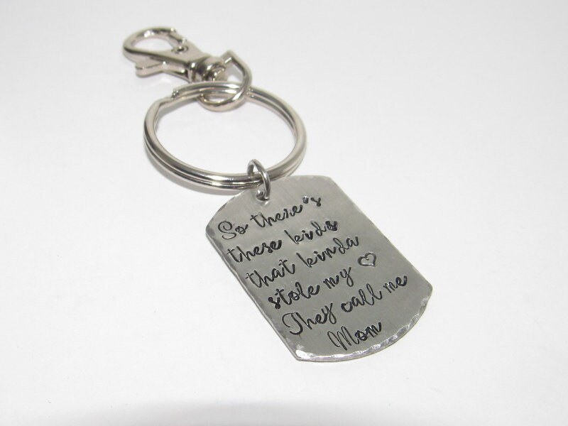 Pewter So there's these kids that stole my heart they call or dad, Key ring with kids names, custom personalized hand stamped jewelry, view 6