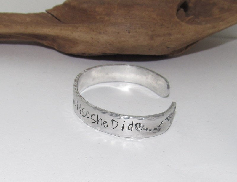 sterling silver She believed she could so she did cuff bracelet, stamped jewelry, graduation gift for best friend personalized, view 5