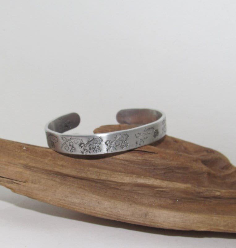 Sterling silver May Birth flower bracelet, stamped jewelry, personalized jewelry, brides maids gifts, nature flower jewelry, view 7