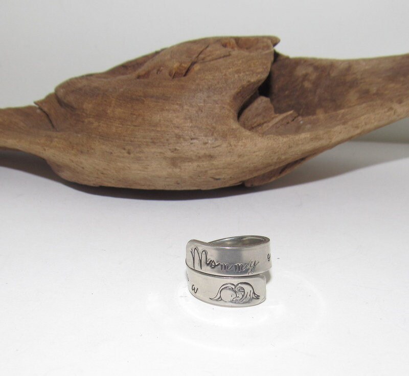 Mommy to a angel Pewter ring, custom personalized jewelry, hand stamped jewelry ring for friend , gift for best friend