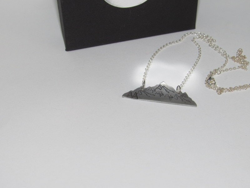 Mountain necklace for her, mountain lover gift, mountain girl jewelry, custom hand stamped necklace for her, custom psalms 121, view 4