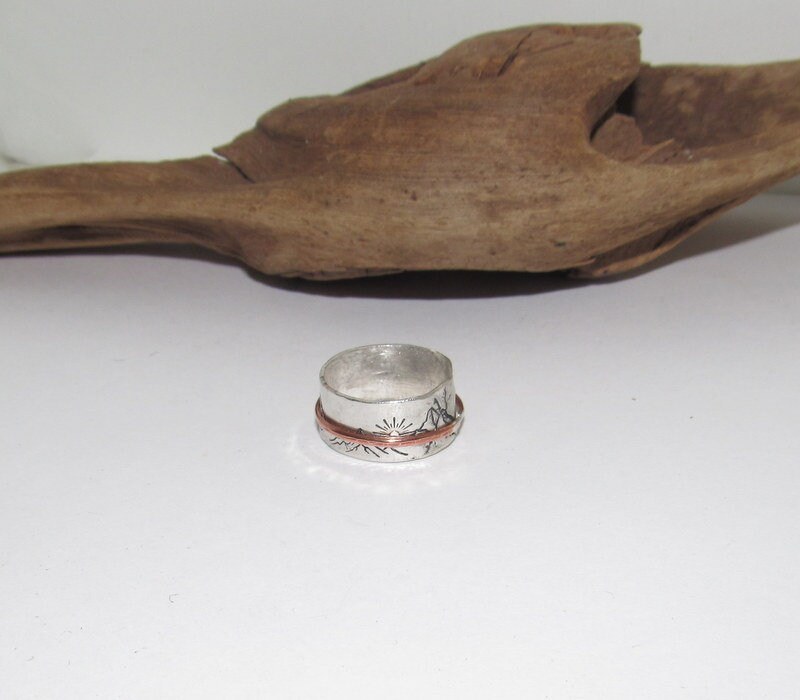 Sterling silver spinner ring, custom personalized jewelry, hand stamped jewelry for mom, Anniversary gift for mom, view 3