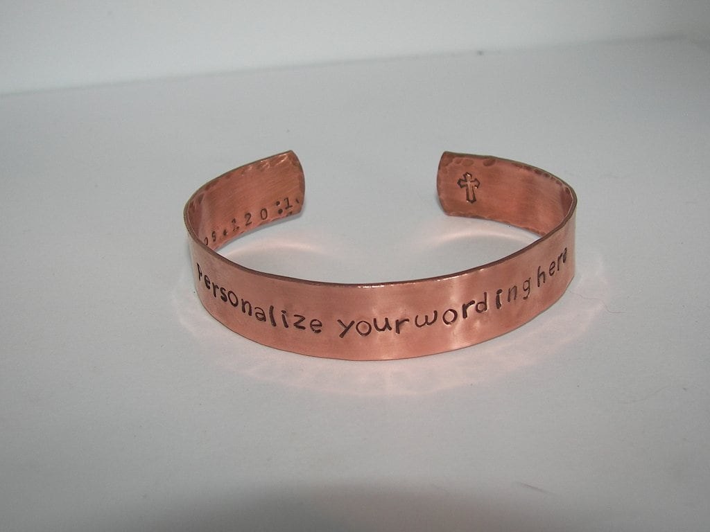 personalized cuff bracelet, custom handstamped jewelry, design your on bracelet, handstamped jewelry, view 2