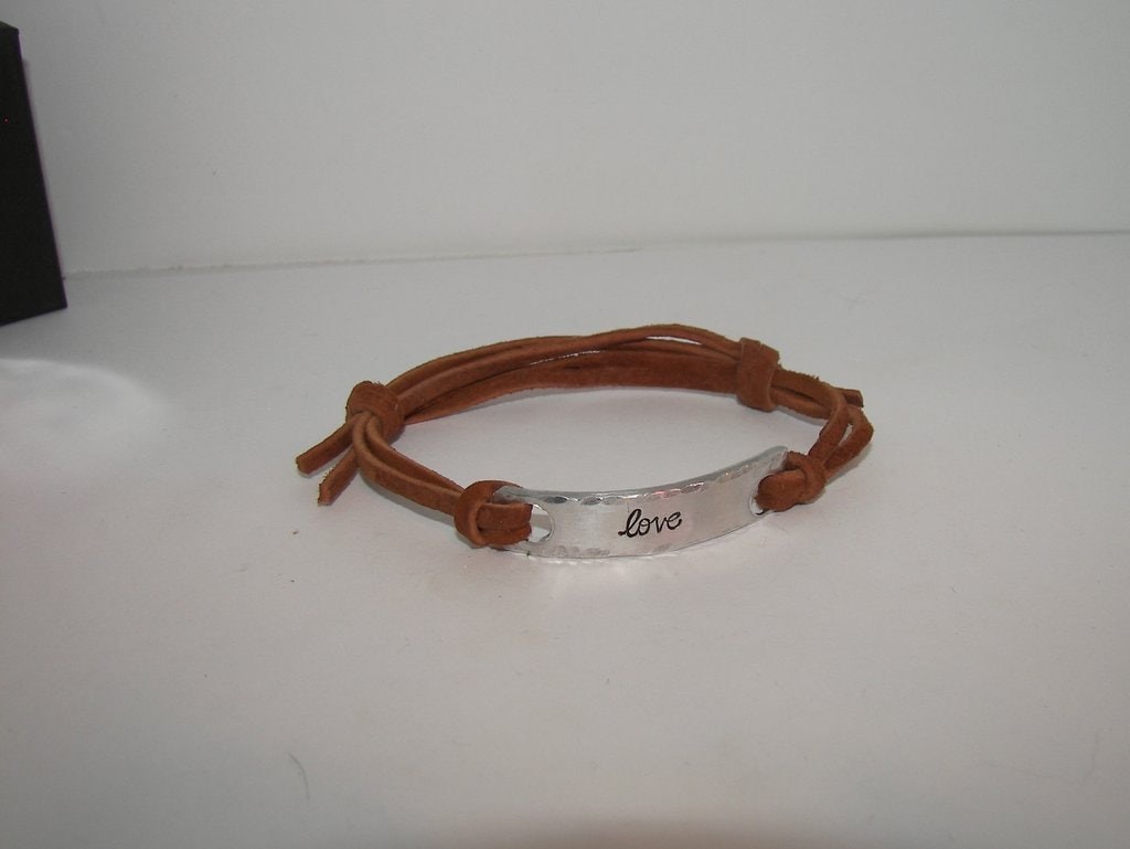 Love word bracelet, custom handstamped aluminum bar bracelet,personalized gift under 20-personalized, bracelets for women, view 4