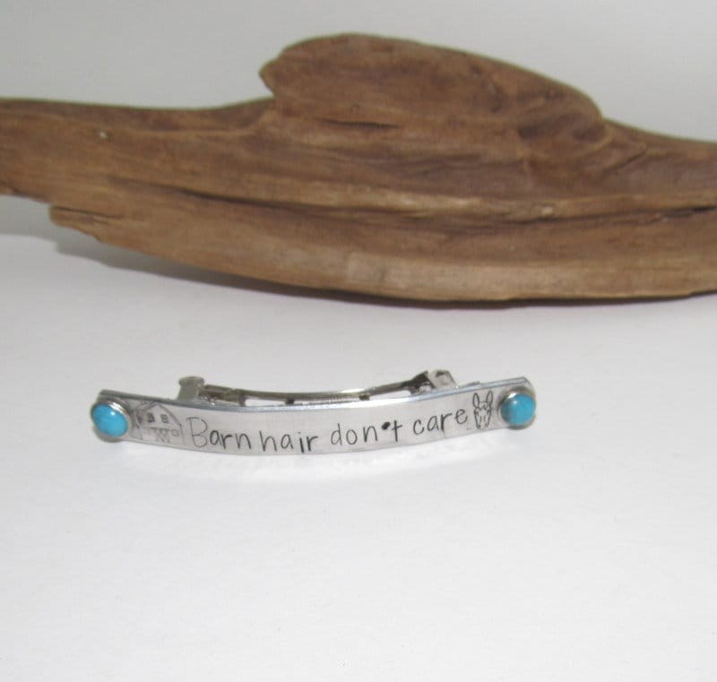 Barn hair don't care , Hair Accessory with a Western Flair , southwestern style hair clip , country turquoise hair bow, horse lover gift, view 3