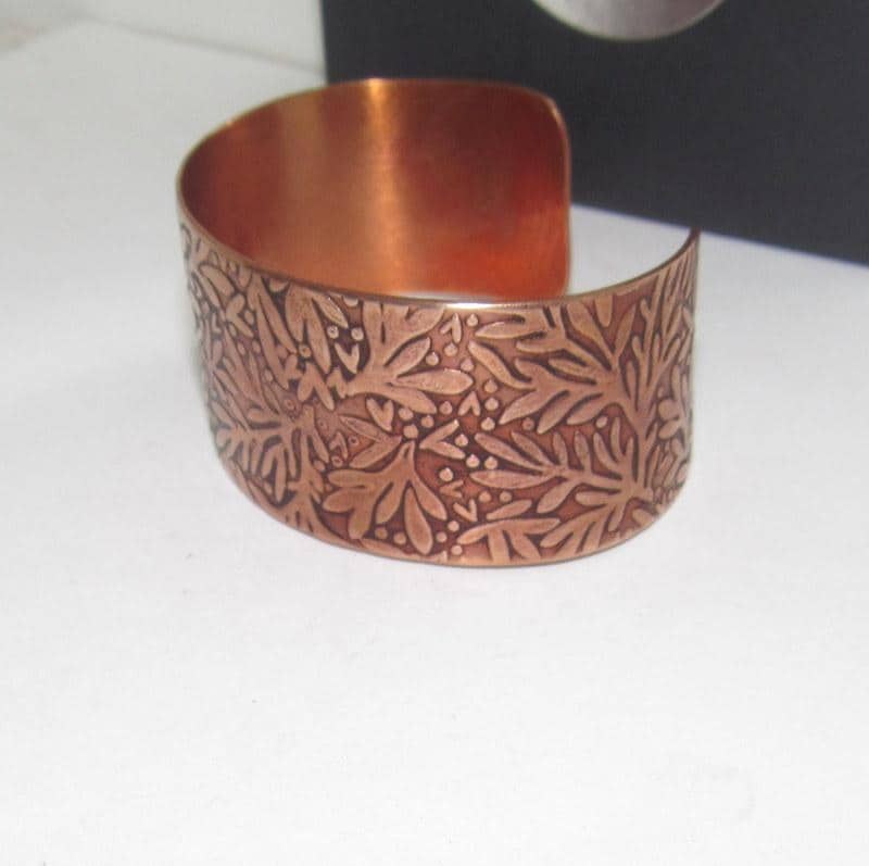 Copper Floral Print Embossed Cuff, boho paisley jewelry, personalized cuff bracelet, Bff gift, western jewelry cuff,, view 6