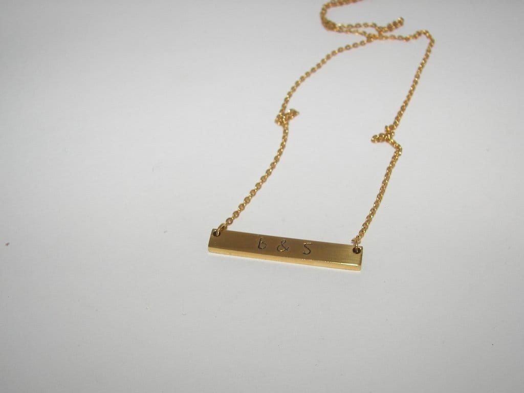 skinny bar necklace with kids names, personalized jewelry for mom, mommy necklace for her, custom hand stamped jewelry, view 2