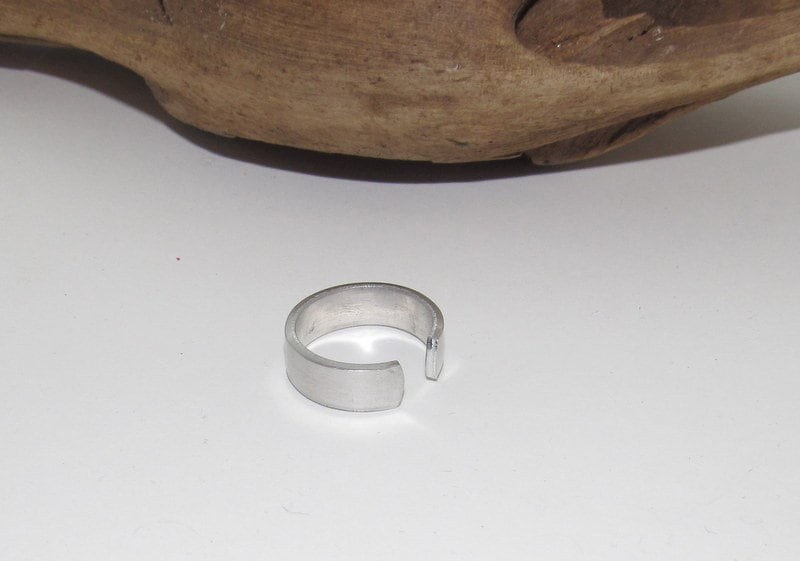 silver aluminum cross ring, rock climber ring, Personalized Adjustable stamped ring, stamped cross jewelry, boho ring, view 5