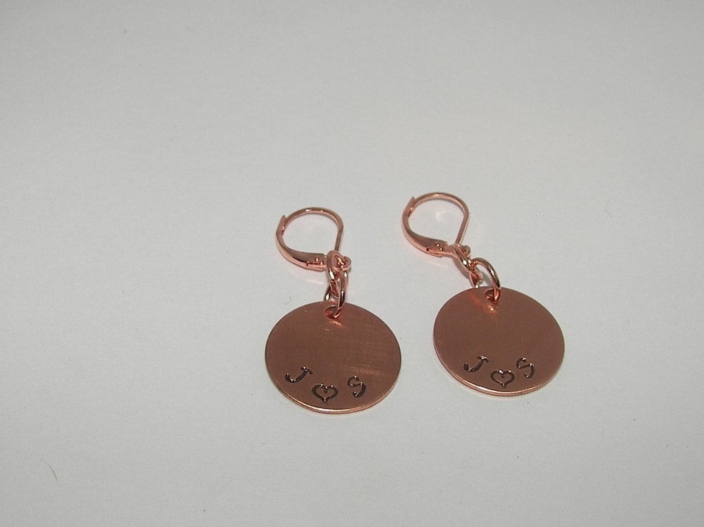 personalized dangle drop earrings , custom personalized jewelry, handstamped jewerly, handstamped jewelry, view 5