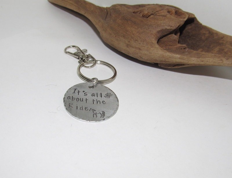 It is all about the ride keyring for horse lovers, gift for best friend, gift for dad or mom, horse rider gift, wester keyring, view 3