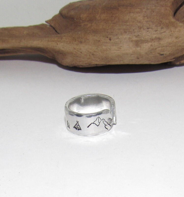 Buffalo head western adjustable ring, steer head ring, Personalized ring, Adjustable stamped ring, stamped jewelry,, view 3