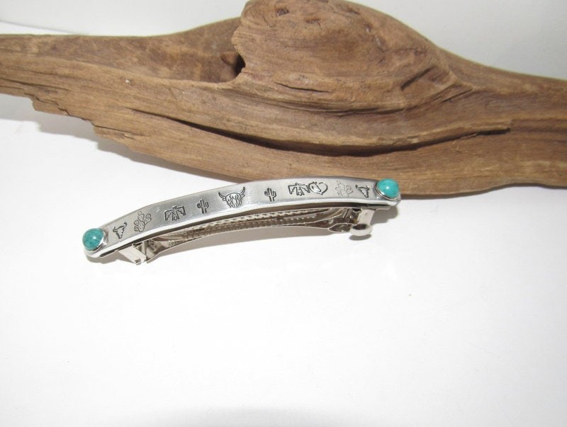 Hair Accessory with a Western Flair , southwestern style hair clip , country turquoise hair bow, horse lover gift, view 2