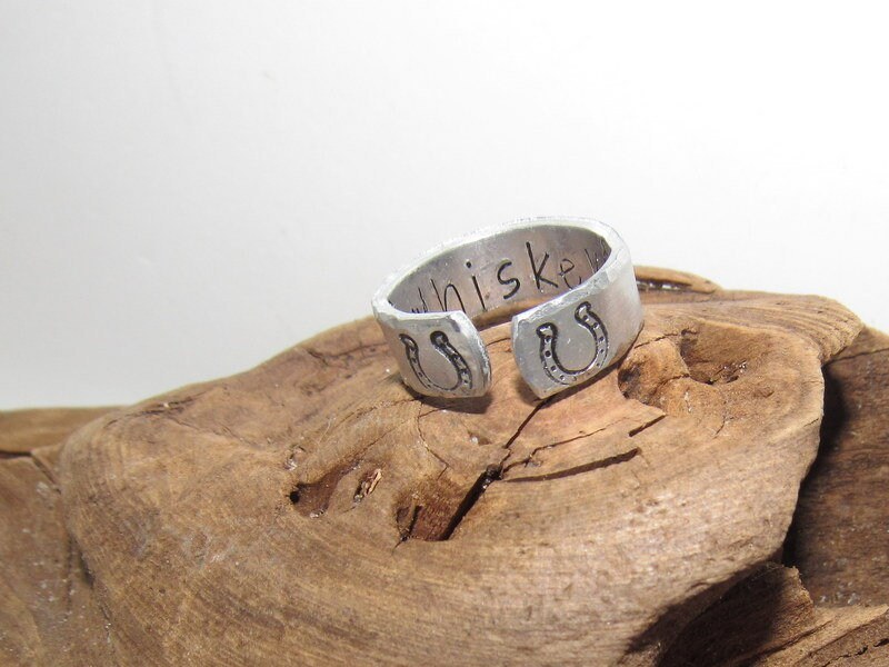 Horseshoe ring, Western theme Personalized Adjustable stamped ring, inspiration rings, adjustable silver ring, stamped jewelry, boho ring, view 3