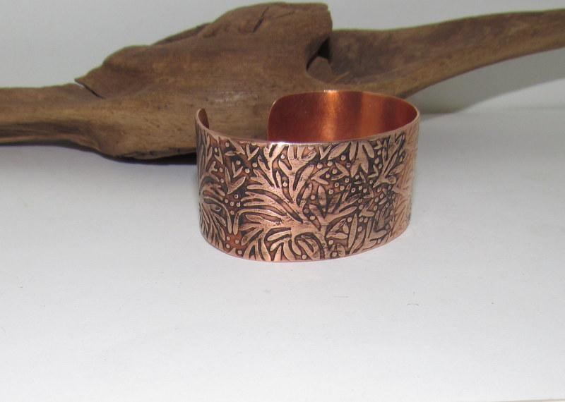 Copper Floral Print Embossed Cuff, boho paisley jewelry, personalized cuff bracelet, Bff gift, western jewelry cuff,, view 8