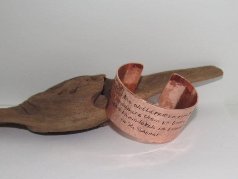 Teachers gift education them in love, Wide copper bracelet, adjustable copper cuff, stamped copper cuff bracelet,, view 5