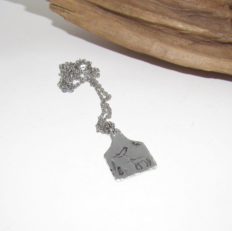 Life on the farm Barn yard Cow tag necklace , personalized necklace pendant, Horse necklace, western jewelry for her, pendant necklace