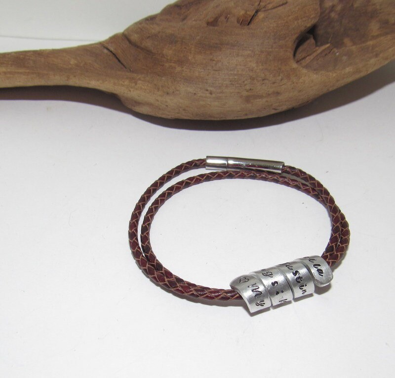 Sterling silver Hidden Message charm bracelet ,Genuine Leather wrap bracelet, Woman's and men's Spiral Wrapped Bracelet, view 3