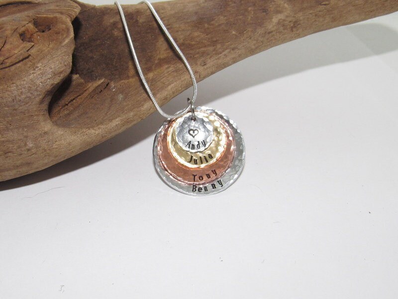 4 layer mothers necklace,Personalized jewelry for her, custom stamped jewelry , necklace for her, kids name necklace,hand stamped jewelry, view 2
