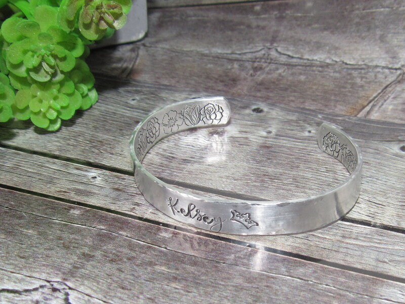 personalized cuff bracelet with your wording , custom hand stamped jewelry, customized jewelry, handstamped jewelry, view 2