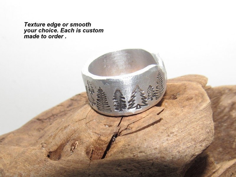 Sterling silver Trees Inspirational Ring, Nature Inspirational Ring, Personalized Hand Stamped Ring, Forest Hand Stamped Ring, view 5