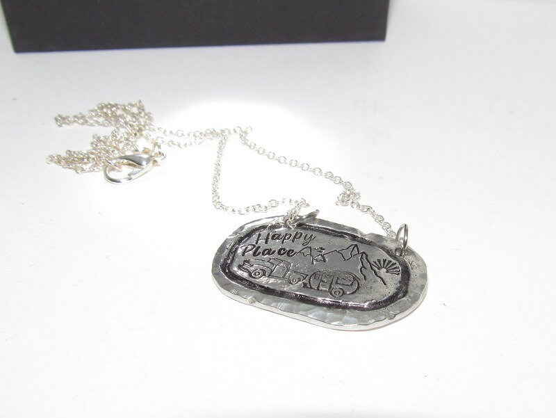 My happy place mountain lover necklace, personalized jewelry for mom , Mothers custom hand stamped jewelry, handstamped jewelry, view 2