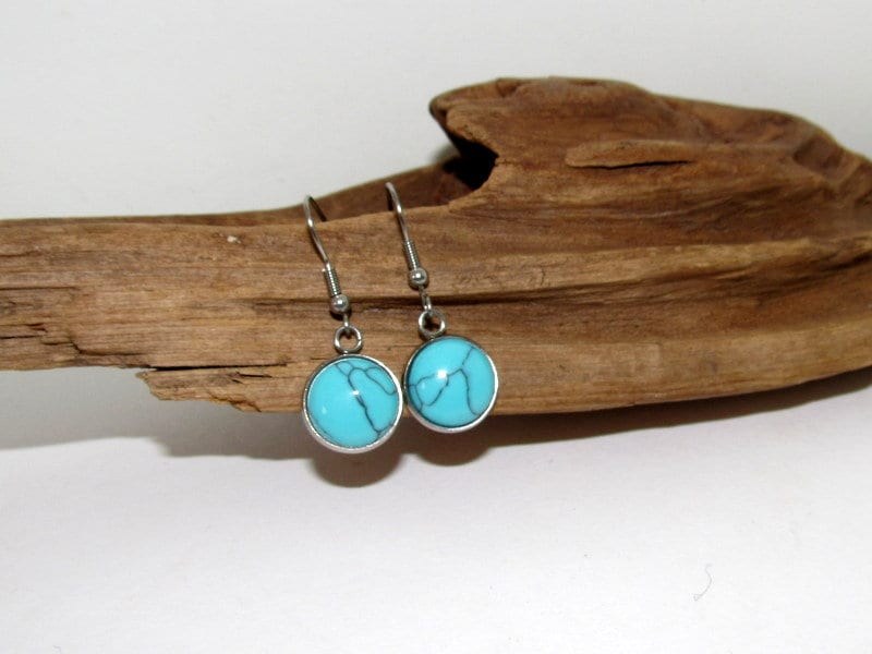 Turquoise dangle drop earrings, western jewelry, stud earring jewelry , personalized earrings , stamped jewelry,, view 5