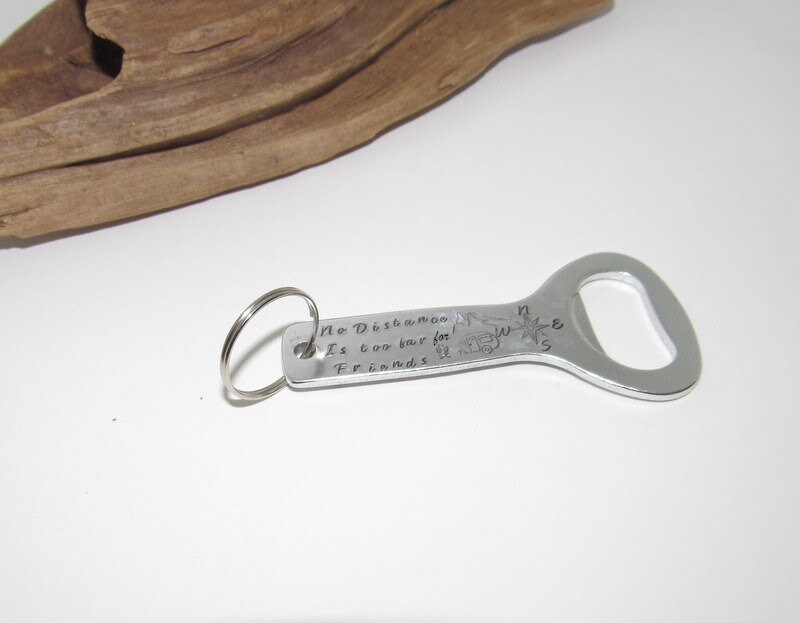 long distance friendship gift, keyring bottle opener, bartender gift, groomsman gift, bff gift housewarming gift, view 2