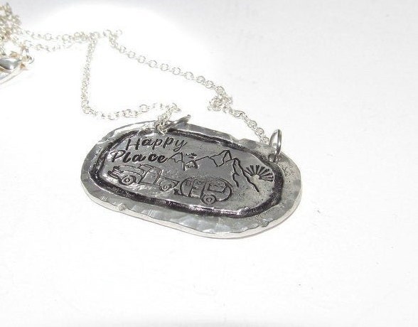 My happy place mountain lover necklace, personalized jewelry for mom , Mothers custom hand stamped jewelry, handstamped jewelry