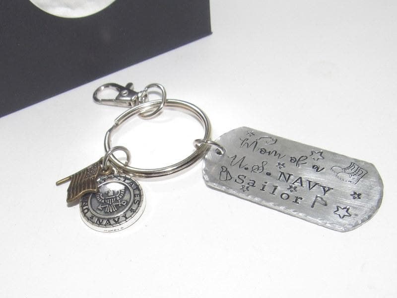 Military mom keychain, Military wife gift, Army mom gift, Marine mom gift, Airforce mom, Navy mom, coast quard mom, custom stamped keychain, view 9