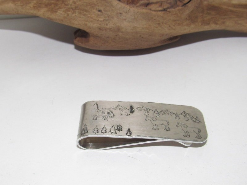 Custom mountain money clip for dad, western horse theme money clip, groomsmen gift, gift for husband, graduation gift for him
