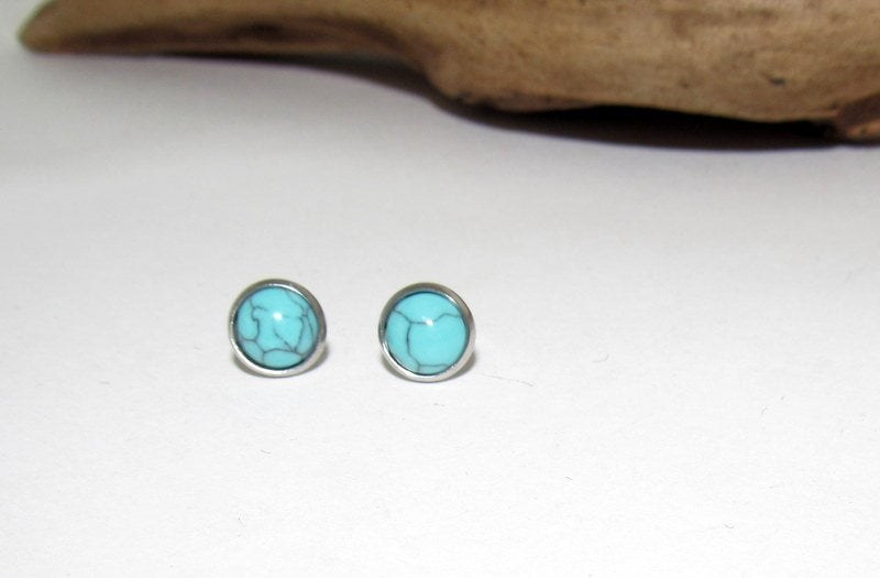 Turquoise stud earrings, western jewelry, dangle drop earring jewelry , personalized earrings , stamped jewelry,