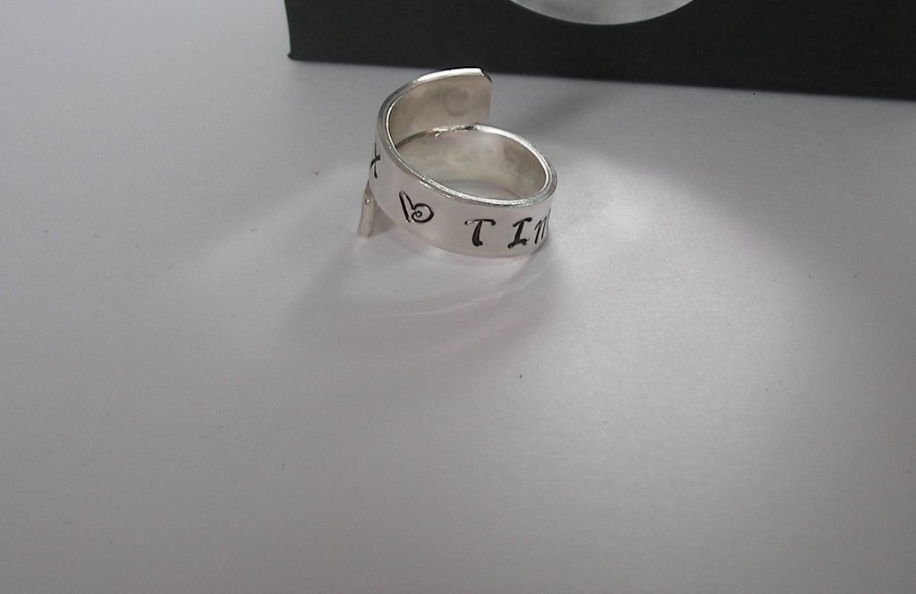 Pewter kids name wrap ring, custom personalized jewelry ,hand stamped jewelry ring for mom, Anniversary gift for mom, handstamped jewelry, view 8