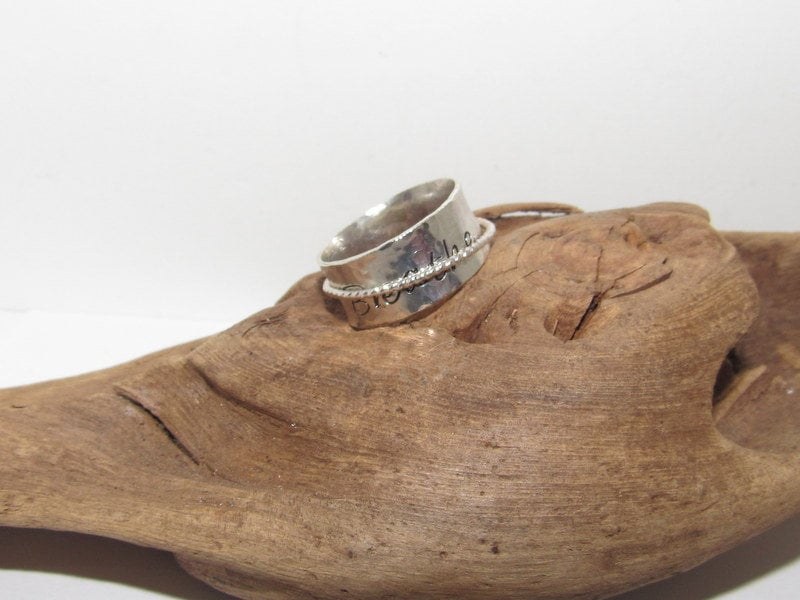 Breathe Sterling silver spinner ring, custom personalized jewelry, hand stamped jewelry for mom, Anniversary gift for mom, view 4