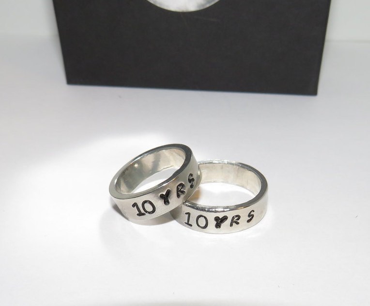 Personalized pewter stacking ring, initial ring for mom, kids name ring, custom hand stamped jewelry , handstamped jewelry