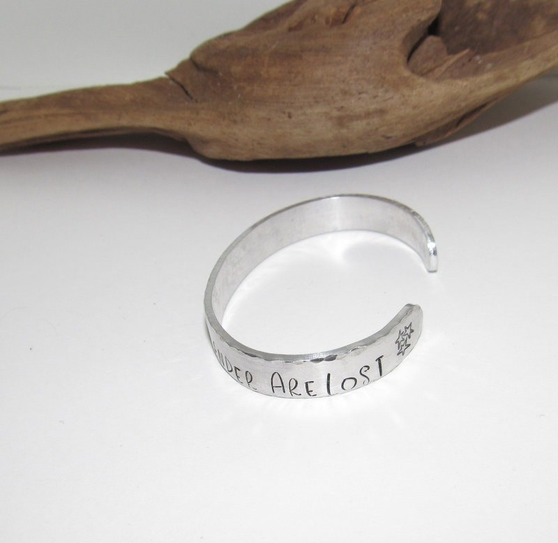 All who wander are not lost cuff bracelet, inspirational bracelet, custom hand stamped bracelet, best friend gift,, view 5