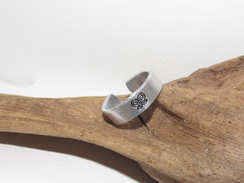 Butterflies Inspirational Ring, Nature Inspirational Ring ,Personalized Silver Hand Stamped Ring, Aluminum Hand Stamped Ring, view 3