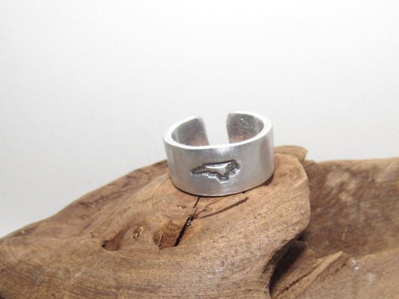 Pick your state Adjustable stamped ring, NC aluminum ring, inspiration rings, adjustable silver ring, stamped jewelry,, view 5