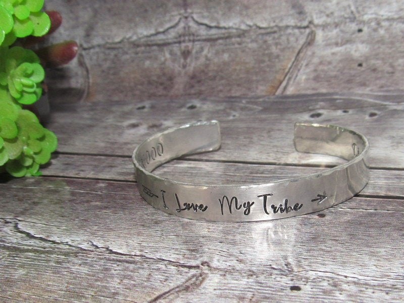I love my tribe cuff bracelet, bridesmaid gifts, best friend gift, personalized bracelet for her, handstamped jewelry