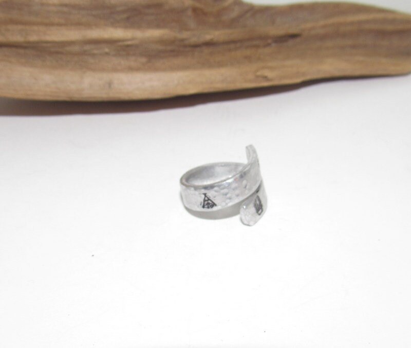 Western Personalized Adjustable stamped ring, inspiration rings, adjustable silver ring, stamped jewelry, boho mountain ring, view 6