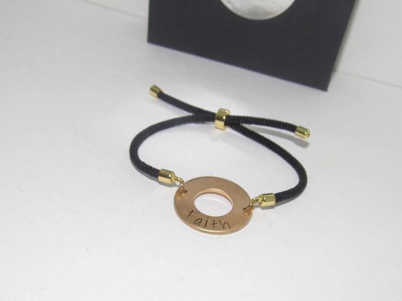 nugold washer word bracelet, personalized stamped washer , kids name bracelet , pick your word bracelet, , hand stamped jewelry, view 6