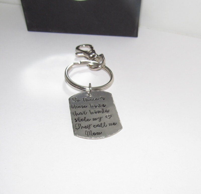 Pewter So there's these kids that stole my heart they call or dad, Key ring with kids names, custom personalized hand stamped jewelry, view 5