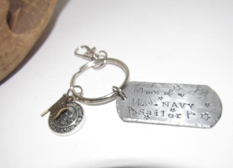 Military mom keychain, Military wife gift, Army mom gift, Marine mom gift, Airforce mom, Navy mom, coast quard mom, custom stamped keychain, view 10