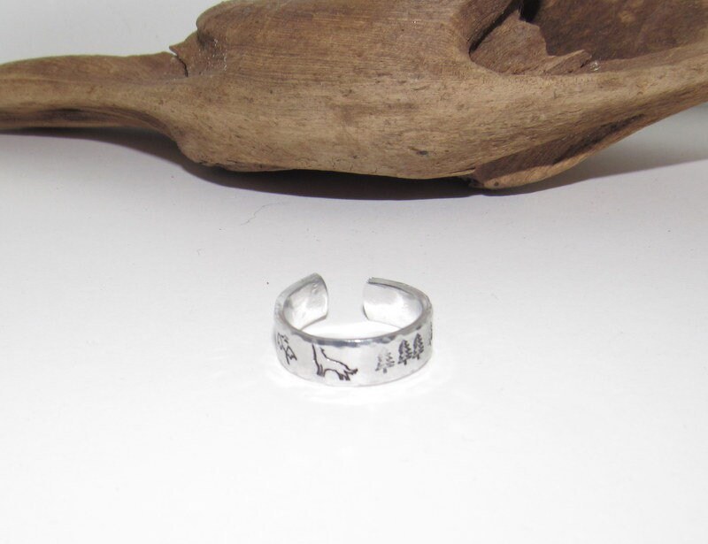Mama bear ring, Adjustable stamped ring, bear ring aluminum ring, inspiration rings, adjustable silver ring, stamped jewelry,, view 3