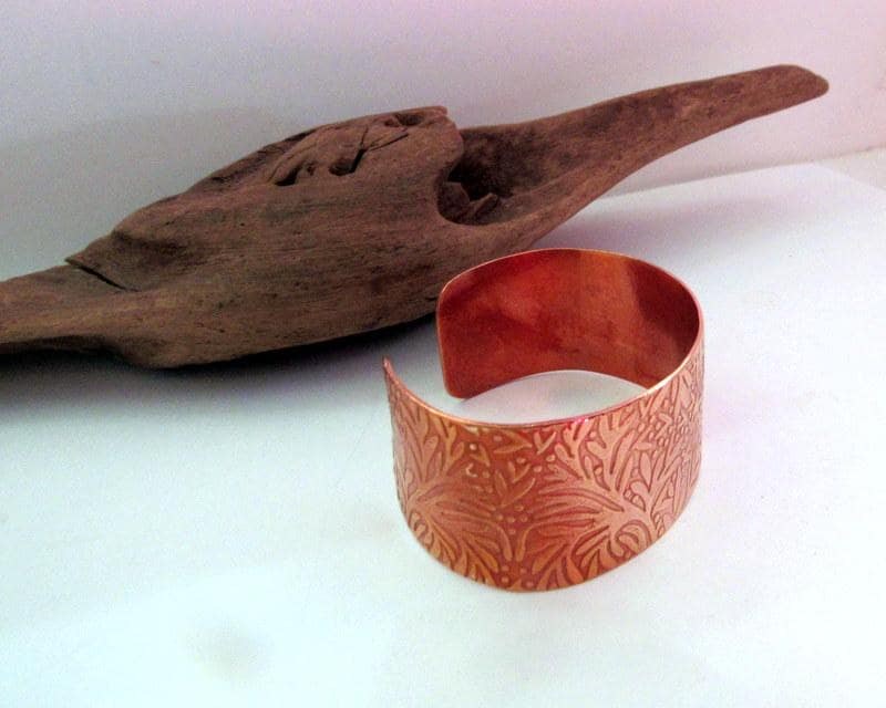 Copper Floral Print Embossed Cuff, boho paisley jewelry, personalized cuff bracelet, Bff gift, western jewelry cuff,, view 10