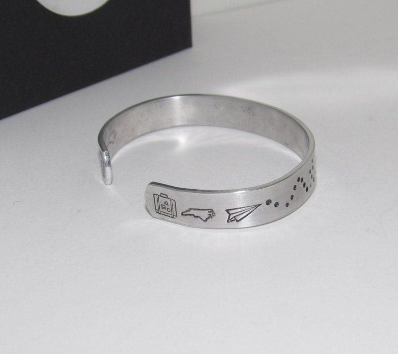 Never to far for friends personalized cuff bracelet ,bff long distance friendship cuff, custom hand stamped jewelry, handstamped jewelry, view 5