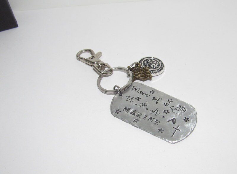 Military mom keychain, Military wife gift, Army mom gift, Marine mom gift, Airforce mom, Navy mom, coast quard mom, custom stamped keychain, view 4