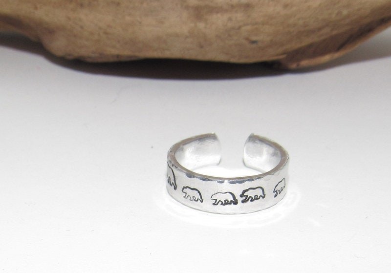 Mama bear ring, Adjustable stamped ring, bear ring aluminum ring, inspiration rings, adjustable silver ring, stamped jewelry,