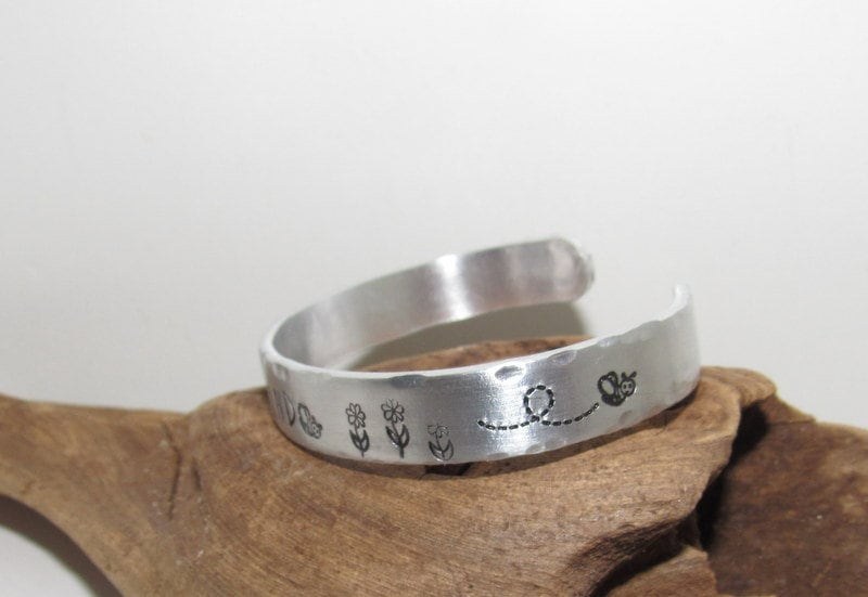Sterling silver Be kind affirmation cuff bracelet, bridesmaid gifts, best friend gift, personalized bracelet for her, handstamped jewelry, view 8