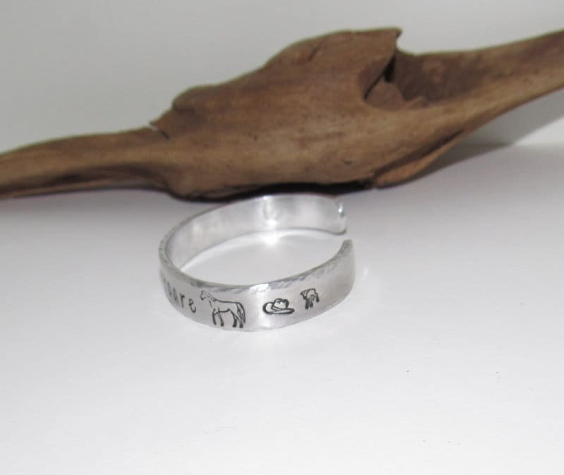 Pewter Barn hair don't care, horse lover jewelry, personalized cuff bracelet, Bff gift, western jewelry cuff,, view 4