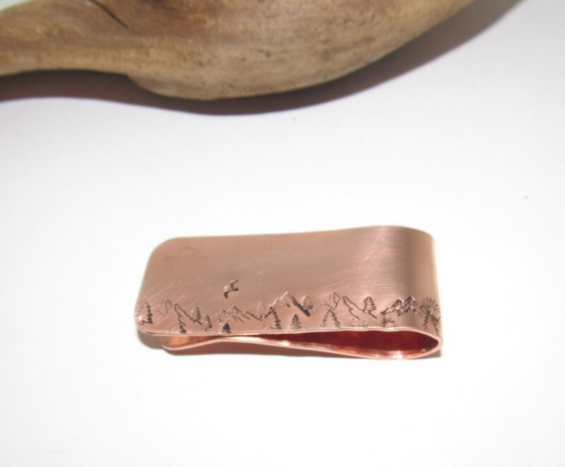 Custom mountain money clip for dad, western horse theme money clip, groomsmen gift, gift for husband, graduation gift for him, view 7
